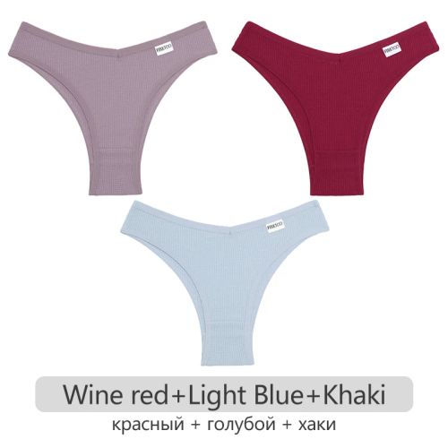 Comfortable Cotton Brazilian Briefs - 3Pcs Set Soft Underwear - Set 7 / S