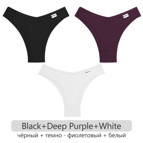 Comfortable Cotton Brazilian Briefs - 3Pcs Set Soft Underwear - Set 8 / M