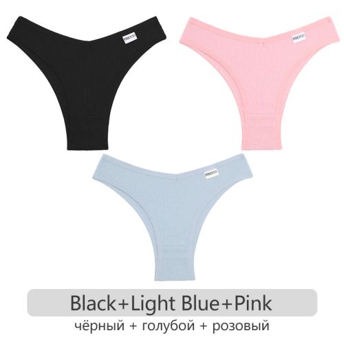 Comfortable Cotton Brazilian Briefs - 3Pcs Set Soft Underwear - Set 9 / L