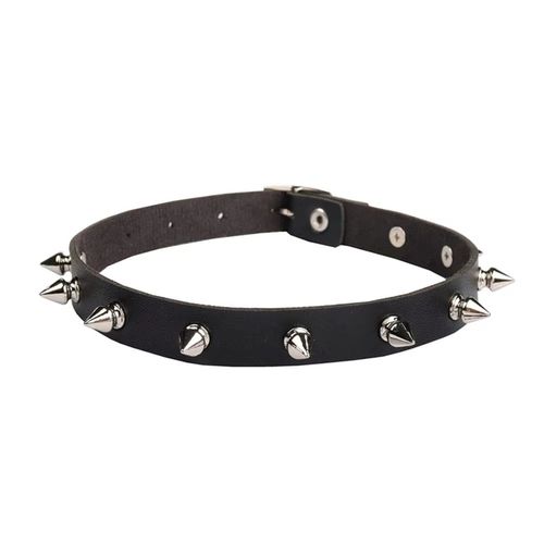 Punk Choker Necklace - Festive Style - Durable PU Accessory - Black Zinc Plated