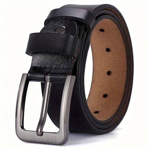 Genuine Leather Casual Plus Size Belts - Durable Alloy Pin Buckle Straps - 120cm / black