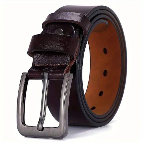 Genuine Leather Casual Plus Size Belts - Durable Alloy Pin Buckle Straps
