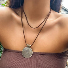 SHIXIN Vintage Rope Chain Pendant Necklace - Fashionable Accessory - Gold Color