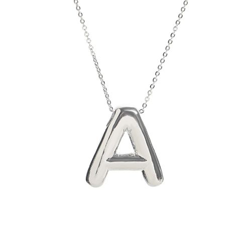 Custom Silver Balloon Letter Necklace - Stylish Personalised Pendant