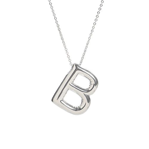 Custom Silver Balloon Letter Necklace - Stylish Personalised Pendant - B