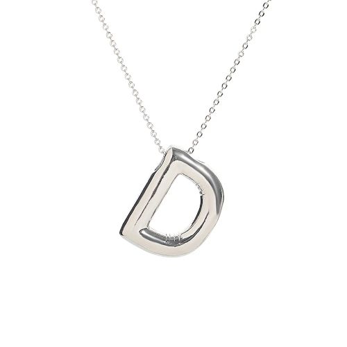 Custom Silver Balloon Letter Necklace - Stylish Personalised Pendant - D