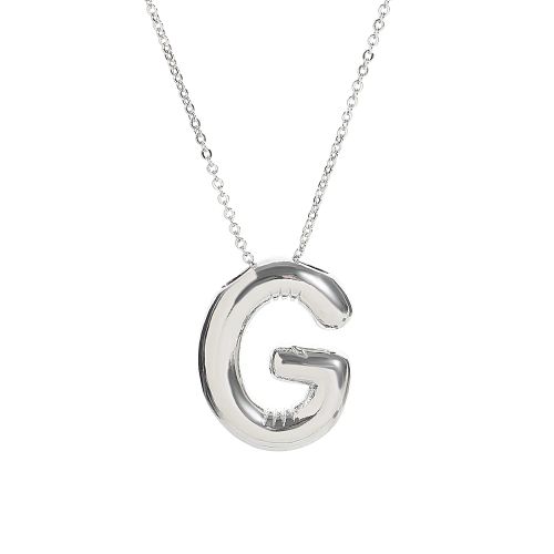 Custom Silver Balloon Letter Necklace - Stylish Personalised Pendant - G