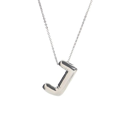 Custom Silver Balloon Letter Necklace - Stylish Personalised Pendant - J
