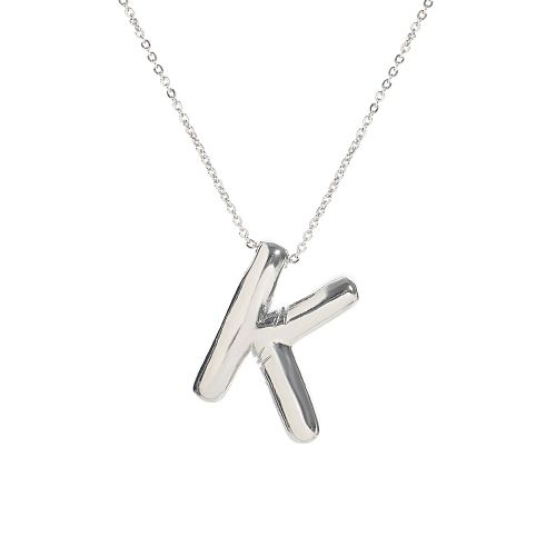 Custom Silver Balloon Letter Necklace - Stylish Personalised Pendant - K