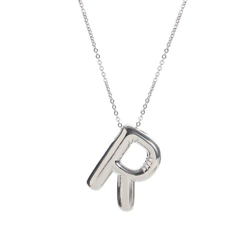 Custom Silver Balloon Letter Necklace - Stylish Personalised Pendant - R