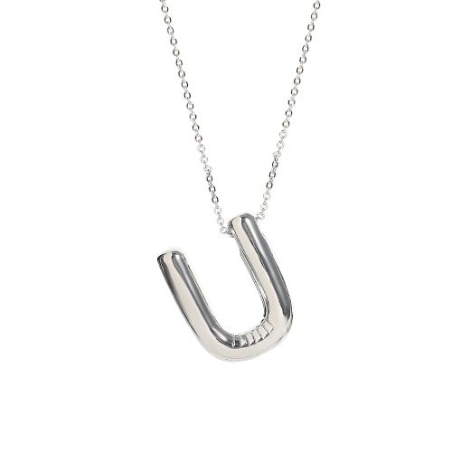 Custom Silver Balloon Letter Necklace - Stylish Personalised Pendant - U