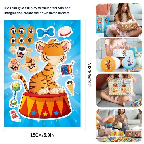 GOGOTU DIY Circus Animal Puzzle Stickers for Creative Kids Games