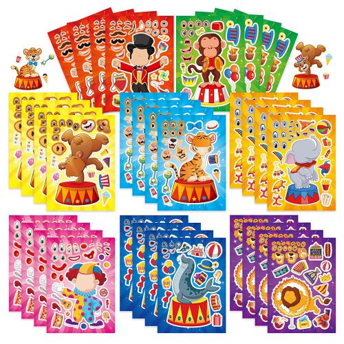 GOGOTU DIY Circus Animal Puzzle Stickers for Creative Kids Games - 16sheets