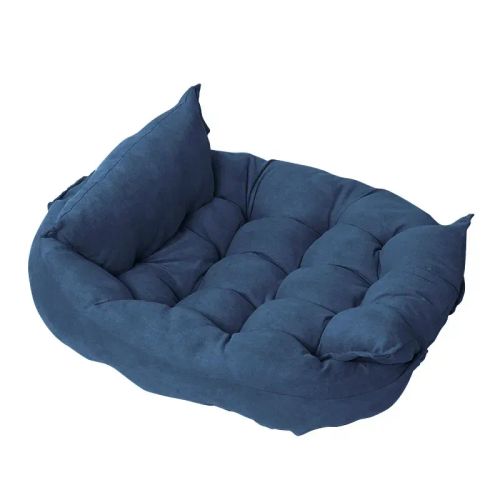 Multifunctional Pet Bed - Soft Cushion for Warm Winter Comfort - Deep Blue / L-94cmX67cmX5cm