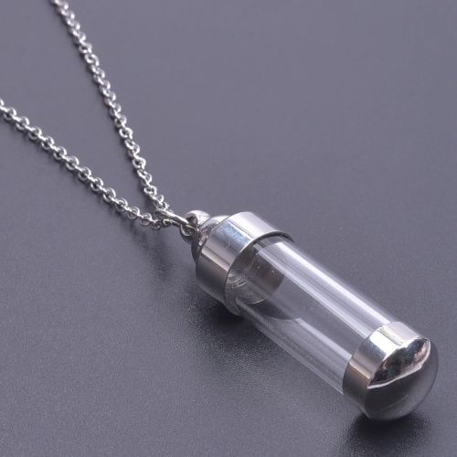 Geometric Pendant Necklace - Stylish Stainless Steel Chain Accessory - Silver Color
