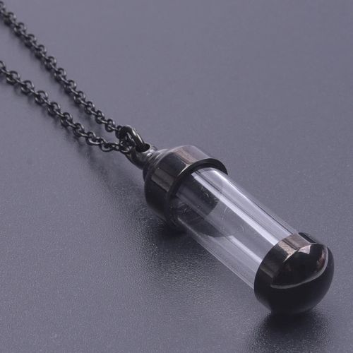 Geometric Pendant Necklace - Stylish Stainless Steel Chain Accessory - Black Color