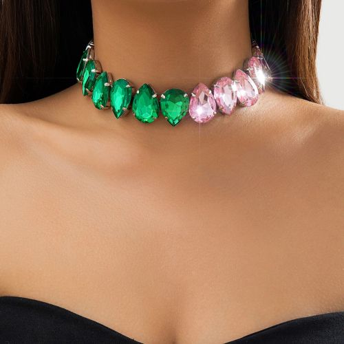 KMVEXO Vintage Crystal Choker Necklace - Unique Statement Jewellery - Drop