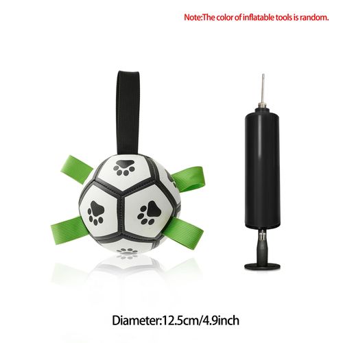 Interactive Dog Toy Football - Bite-Resistant Training Ball for Dogs - Black White / 12.5cm