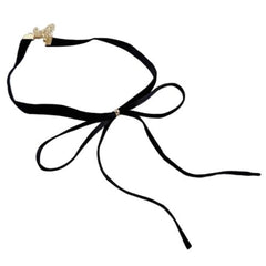 OOTDTY Velvet Bowknot Pendant Necklace - Unique Retro Charm