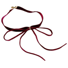 OOTDTY Velvet Bowknot Pendant Necklace - Unique Retro Charm