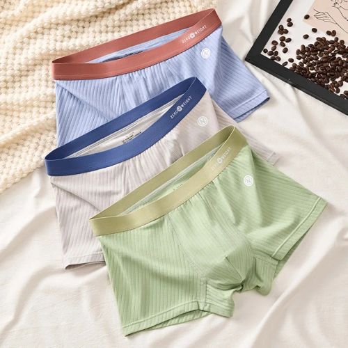 Comfortable Cotton Boxershorts - Breathable Striped Underwear for All Sizes - BlueLvGray / XL 50-60kg