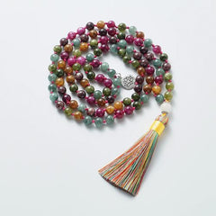 Showboho 108 Tourmaline Beads Necklace for Meditation & Prayer - 8mm Tourmaline