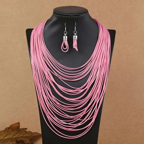 Trendy Jewellery Set - Fashion Necklace & Earrings for Parties - Pink