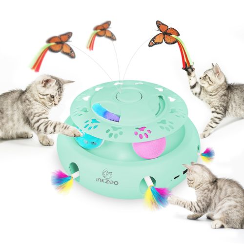 INKZOO Interactive Cat Toy - Engaging Feather Fun for Cats - Upgrade-Green