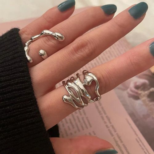 Laoloutian Geometric Statement Rings Set for Fashionable Parties - r304yinr290b