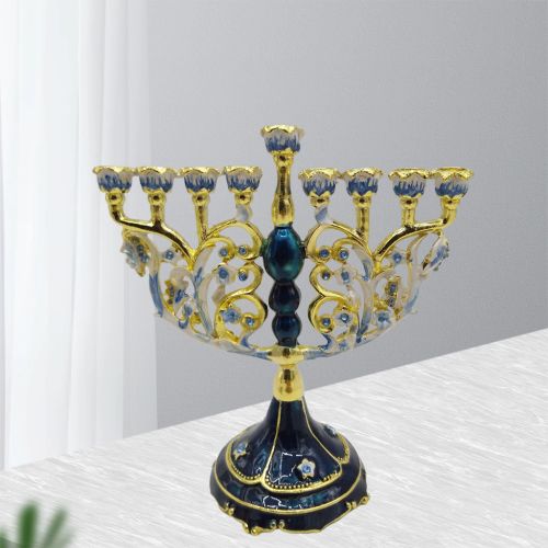 Enameled Candelabra with Crystals - Elegant Home Decoration