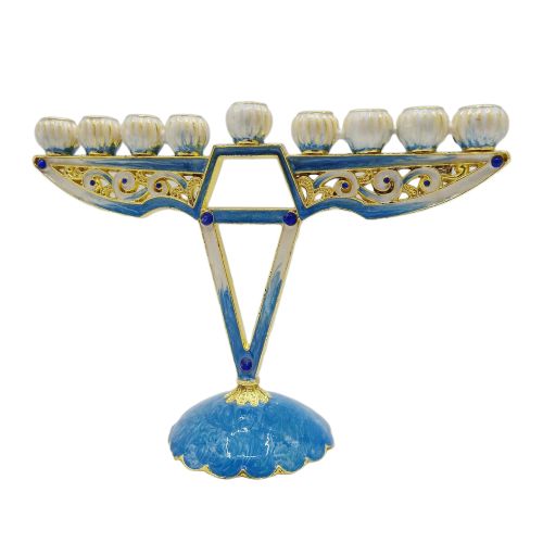 Enameled Candelabra with Crystals - Elegant Home Decoration