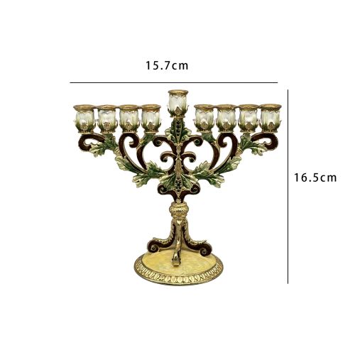 Enameled Candelabra with Crystals - Elegant Home Decoration - N 15.7x16.5cm