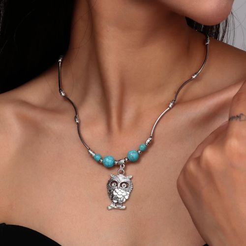 Tenande Bohemia Elephant Necklace - Turquoise Stone Statement Choker