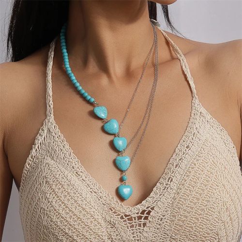 Tenande Bohemia Elephant Necklace - Turquoise Stone Statement Choker