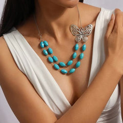 Tenande Bohemia Elephant Necklace - Turquoise Stone Statement Choker