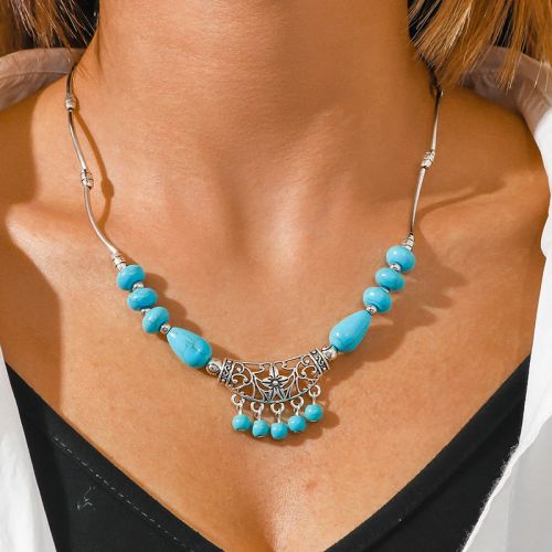 Tenande Bohemia Elephant Necklace - Turquoise Stone Statement Choker