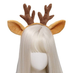 Festive Deer Antler Headband - Comfortable Plush Costume Accessory - Yellow