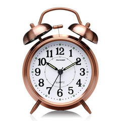 Twin Bell Loud Alarm Clock with Backlight - Silent Non-Ticking Quartz Design
