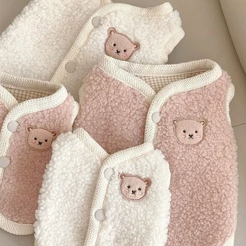 SHISHI 100% Cotton Pet Clothes for Autumn/Winter Comfort - Pink Vest Only / L