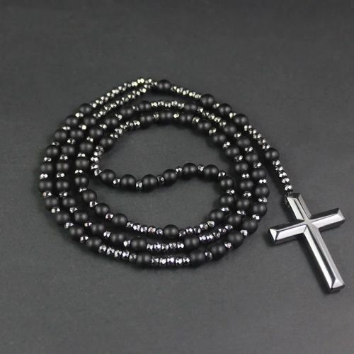 KHWPS Stylish Hematite & Onyx Necklace - Unique Religious Gift