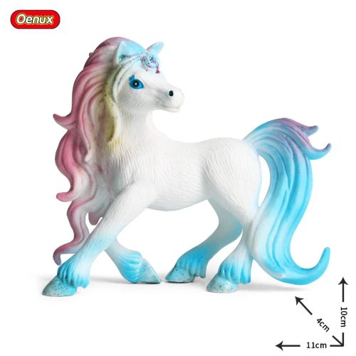 Oenux Rainbow Pegasus Action Figure - Educational PVC Model Toy - black