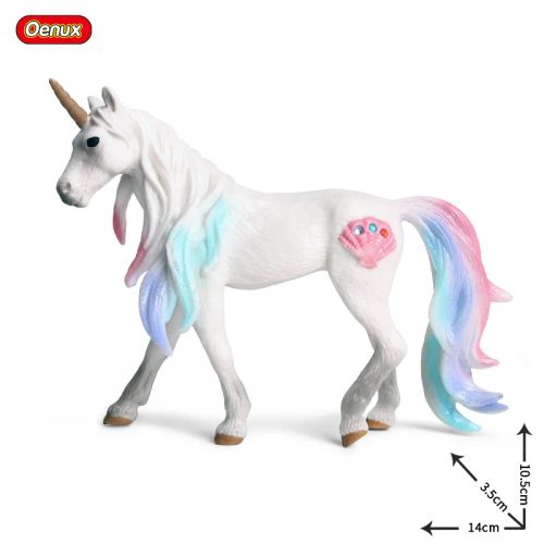 Oenux Rainbow Pegasus Action Figure - Educational PVC Model Toy - green