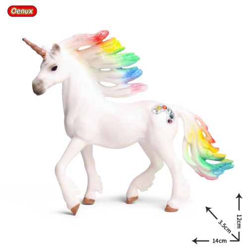 Oenux Rainbow Pegasus Action Figure - Educational PVC Model Toy - Red