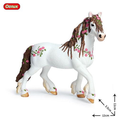 Oenux Rainbow Pegasus Action Figure - Educational PVC Model Toy - Light Grey