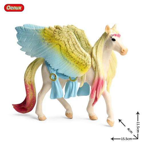 Oenux Rainbow Pegasus Action Figure - Educational PVC Model Toy - light green