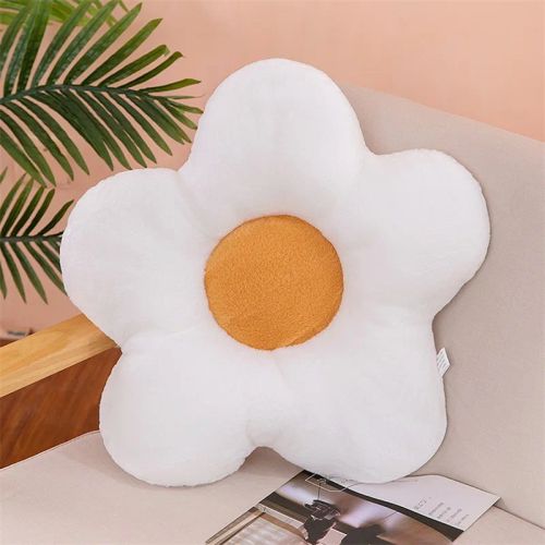 Classic Plush Fabric Cushion - Comfortable Support for Relaxation - White