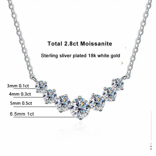 DOTEFFIL Moissanite Necklace - 925 Sterling Silver - Elegant Gift - 2.8ct / Moissanite