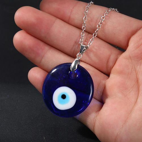 Evil Eye Pendant Necklace - Stylish Protection Jewellery - Unisex Necklace - 3cm O chain