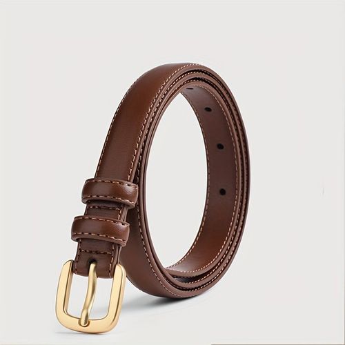 Adjustable PU Skinny Belts - Solid Colour Fashion Belt for Versatile Style