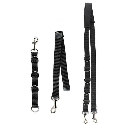 Adjustable Dog Grooming Traction Belt with D-Rings - 3pcs Pet Supplies - Black